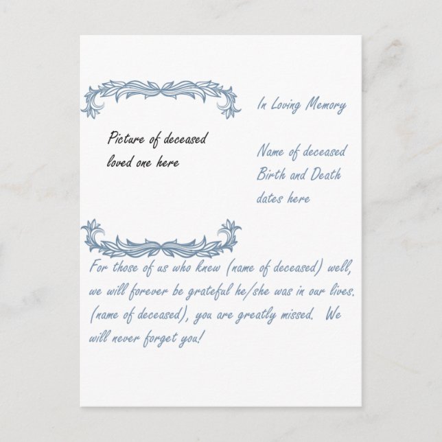 In Loving Memory Postcard (Front)