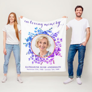 In loving Memory Purple Eucalyptus Photo Memorial Fleece Blanket