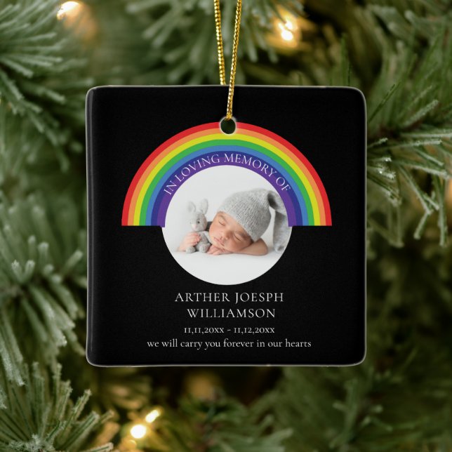 in loving memory rainbow baby rememberance  modern ceramic ornament (Tree)