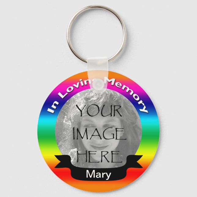 In Loving Memory Rainbow Photo Key Chain (Front)