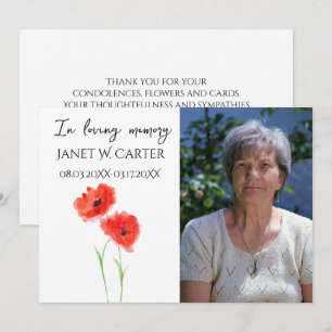 In Loving Memory Red Poppies Floral Funeral Invitation