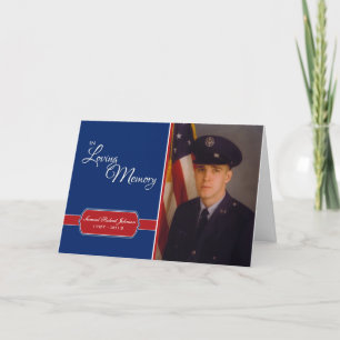 In Loving Memory, Red, White & Blue Custom Photo Card