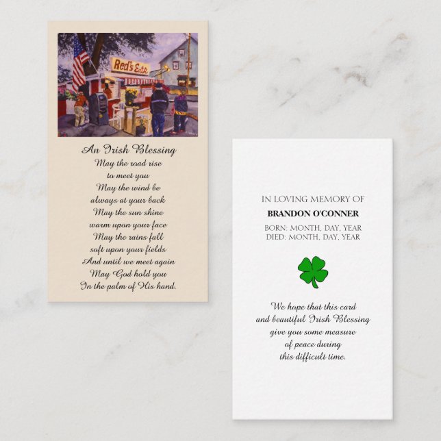 In Loving Memory Red's Eats Prayer Card (Front/Back)