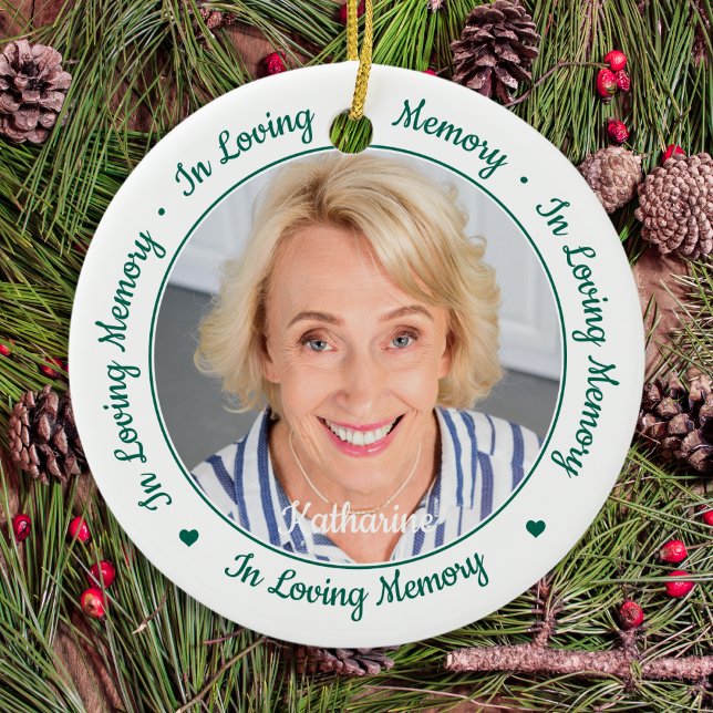 In Loving Memory Remembrance 2 Photo Memorial Ceramic Ornament (Creator Uploaded)