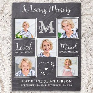 In Loving Memory Remembrance Custom 5 Picture Fleece Blanket