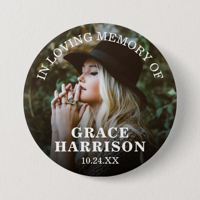 In Loving Memory | Remembrance Photo 7.5 Cm Round Badge (Front)