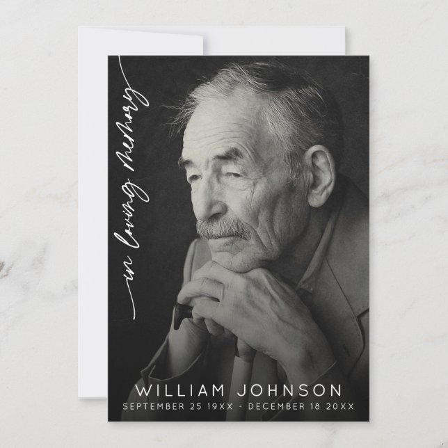 In Loving Memory Remembrance Photo Funeral  Thank You Card (Front)