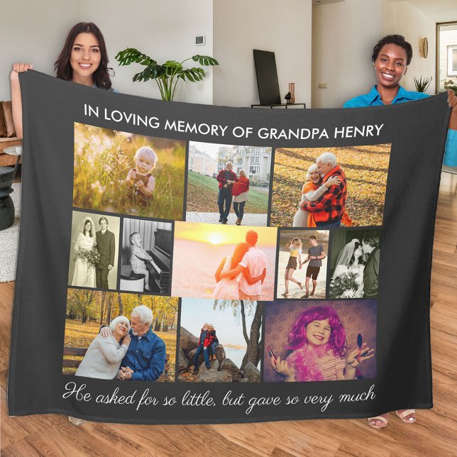 In Loving Memory Remembrance Quote Dark Grey Photo Fleece Blanket (Creator Uploaded)