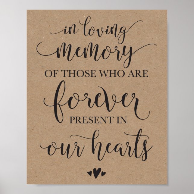 In Loving Memory Remembrance Wedding Ceremony Sign (Front)
