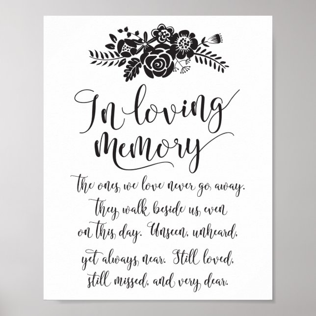 In Loving Memory Remembrance Wedding Ceremony Sign (Front)