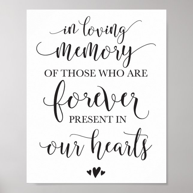 In Loving Memory Remembrance Wedding Ceremony Sign (Front)
