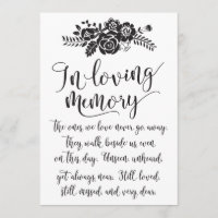 In Loving Memory Remembrance Wedding Ceremony Sign
