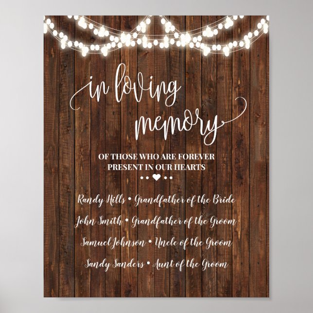 In Loving Memory Remembrance Western Wedding Poster (Front)