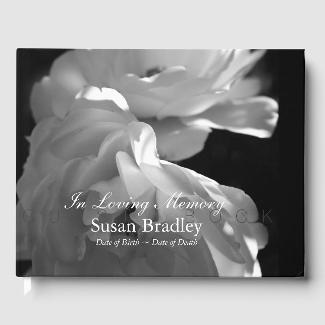 In Loving Memory Roses Funeral Guest Book (Front)