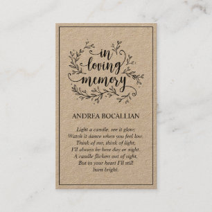 In loving memory, Rustic Brown Kraft Card