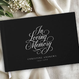 "In Loving Memory" Script Font Keepsake Funeral  Guest Book