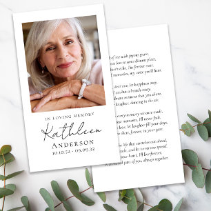 In Loving Memory Script Funeral Prayer Card