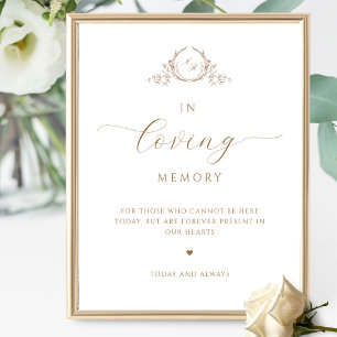 In loving Memory, Script Monogram Beige Sign
