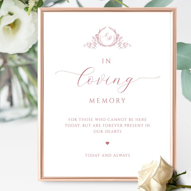 In loving Memory, Script Monogram Blush Pink Sign (Creator Uploaded)