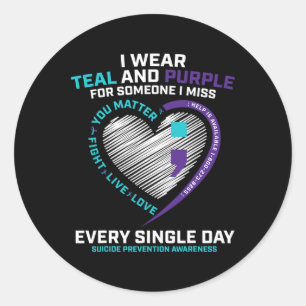 In Loving Memory Semi Colon Suicide Prevention Awa Classic Round Sticker