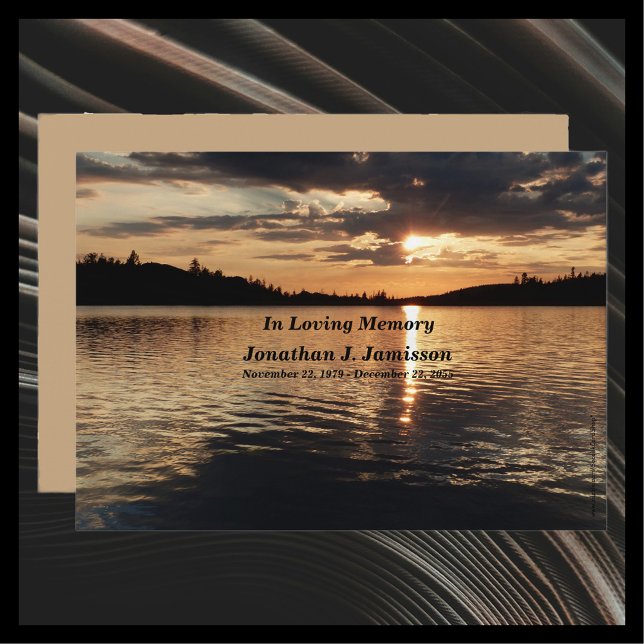 In Loving Memory Service Invitation Sunset at Lake (Creator Uploaded)