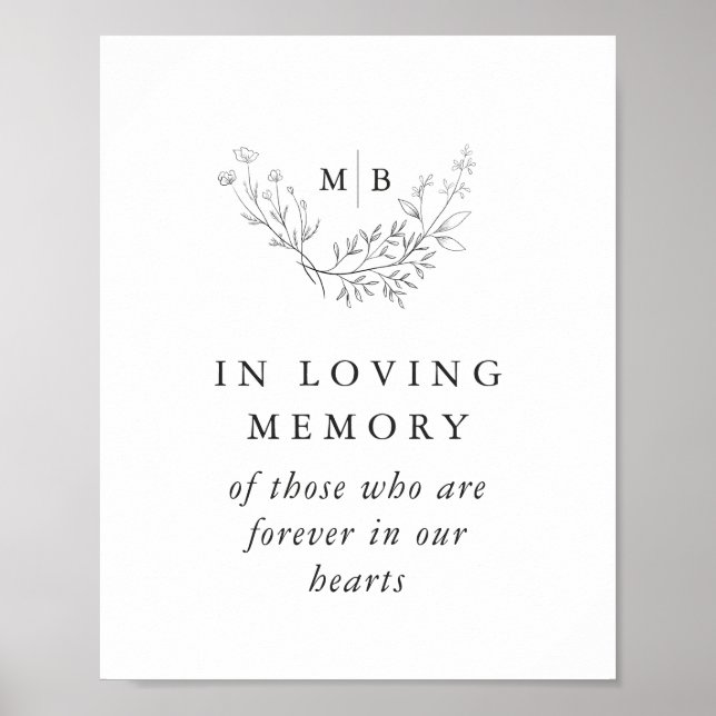In Loving Memory Sign Formal Monogram Wedding (Front)
