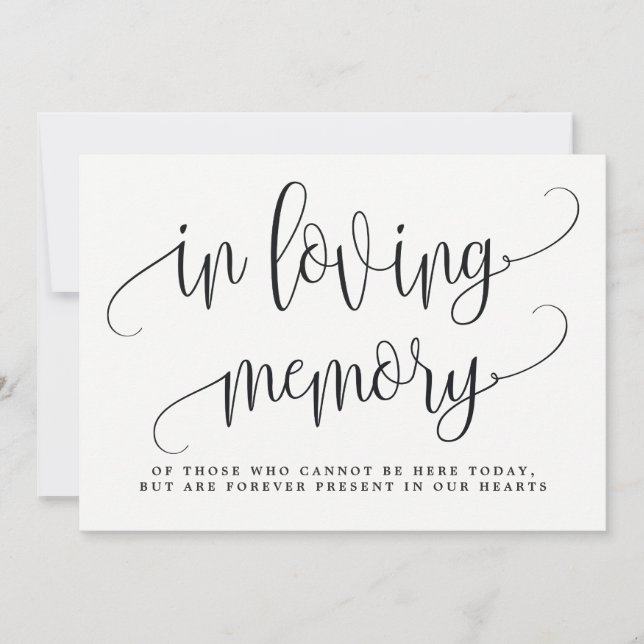 In Loving Memory Sign - Lovely Calligraphy Invitation (Front)