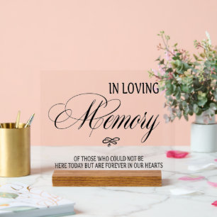 In Loving Memory sign Tabletop Plaque with Easel