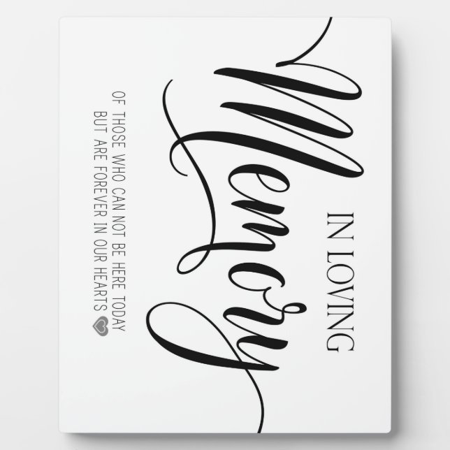 In Loving Memory sign Tabletop Plaque with Easel (Front)