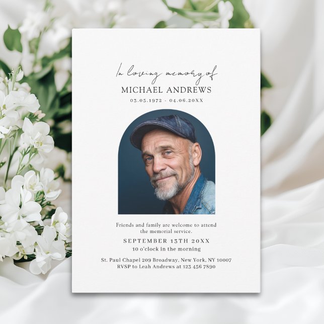 In Loving Memory Simpel Photo Funeral Invitation ("In Loving Memory" Simpel Photo Funeral Invitation)