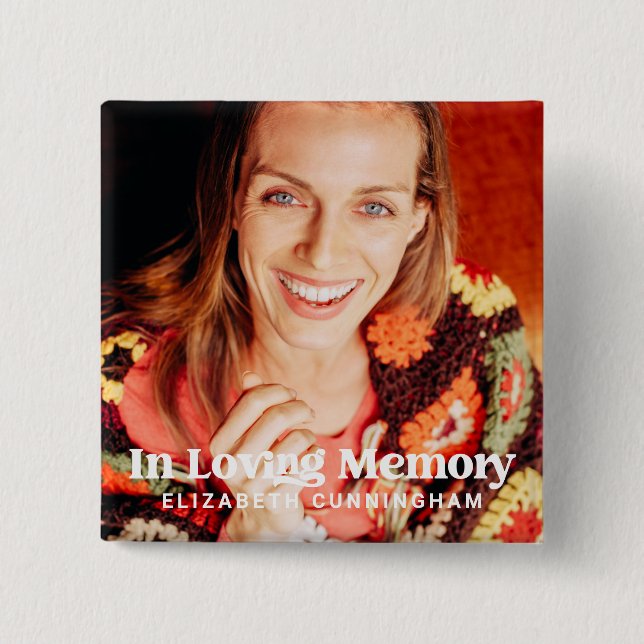 In Loving Memory Simple Custom Photo Memorial 15 Cm Square Badge (Front)