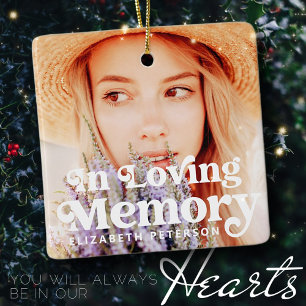 In Loving Memory Simple Custom Photo Memorial Ceramic Ornament