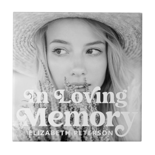 In Loving Memory Simple Custom Photo Memorial Ceramic Tile (Front)
