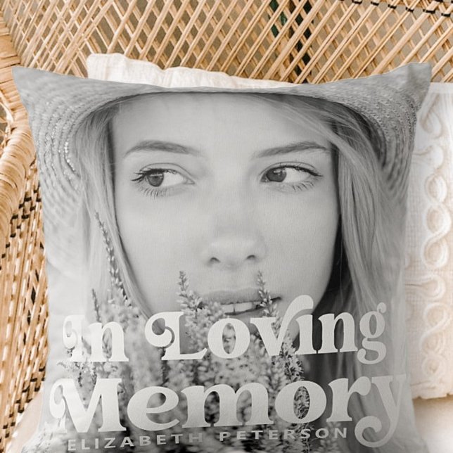 In Loving Memory Simple Custom Photo Memorial Cushion (Creator Uploaded)