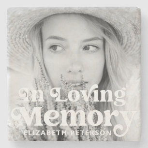In Loving Memory Simple Custom Photo Memorial Stone Coaster
