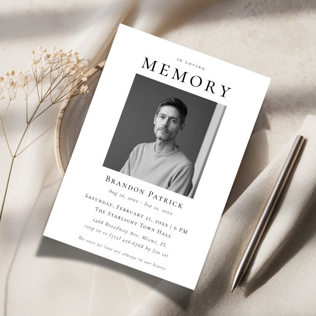 In Loving Memory Simple Digital Funeral Photo Invitation (Creator Uploaded)