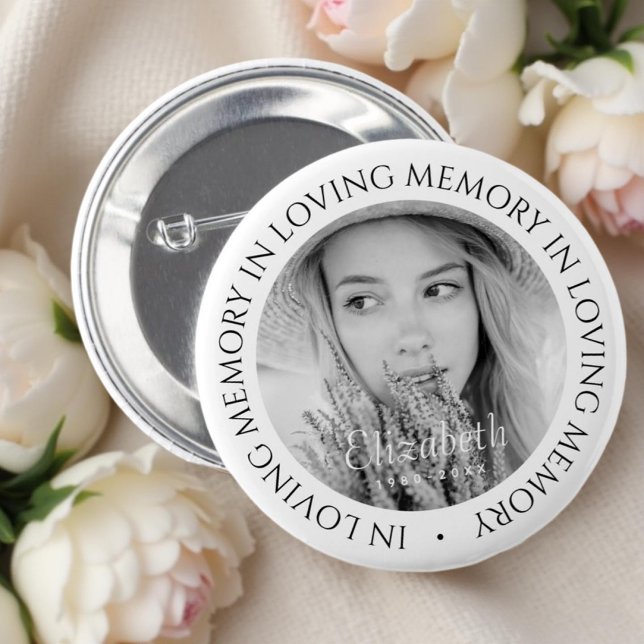 In Loving Memory Simple Modern Custom Photo 6 Cm Round Badge (Creator Uploaded)