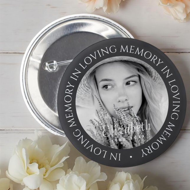 In Loving Memory Simple Modern Custom Photo 6 Cm Round Badge (Creator Uploaded)