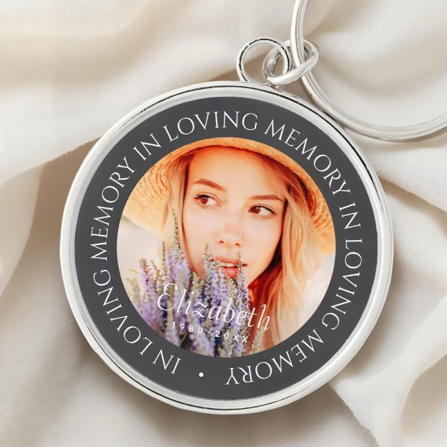 In Loving Memory Simple Modern Custom Photo Key Ring (Creator Uploaded)