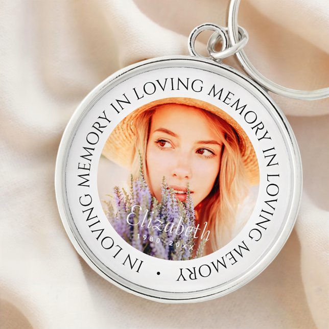 In Loving Memory Simple Modern Custom Photo Key Ring (Creator Uploaded)