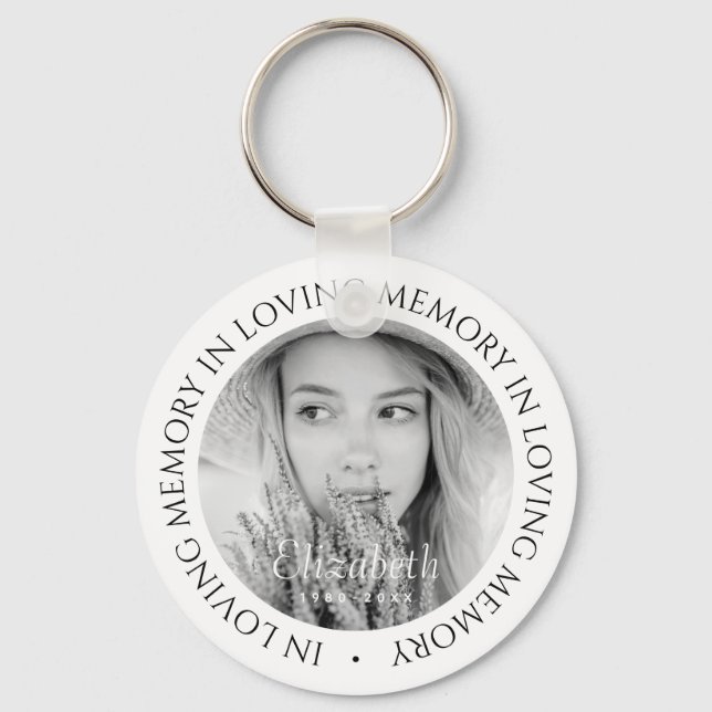 In Loving Memory Simple Modern Custom Photo Key Ring (Front)