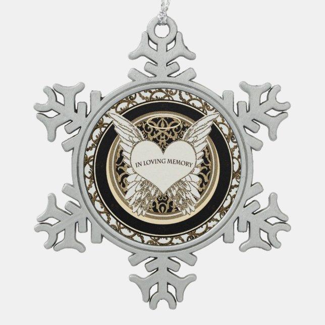 In Loving Memory Snowflake Pewter Christmas Ornament (Front)
