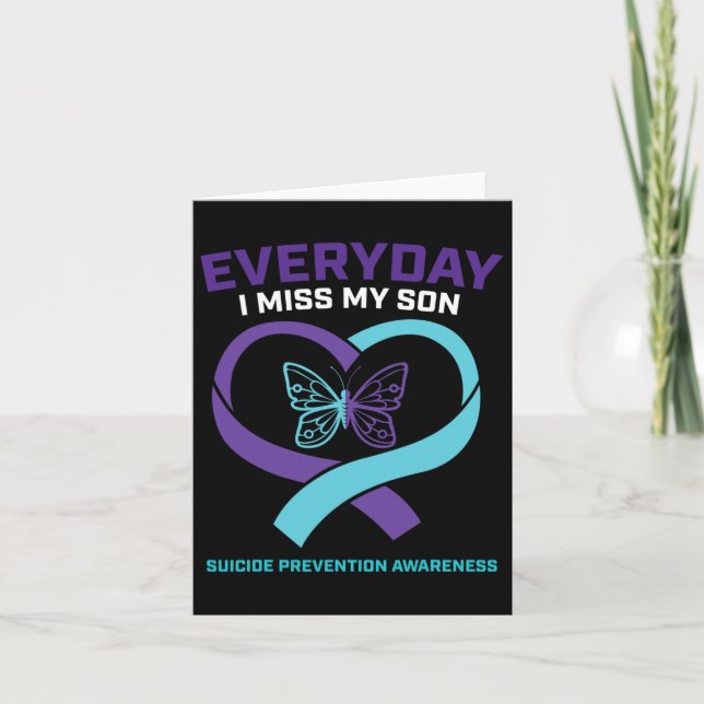 In Loving Memory Son Suicide Prevention Awareness  Card (Front)