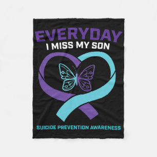 In Loving Memory Son Suicide Prevention Awareness  Fleece Blanket
