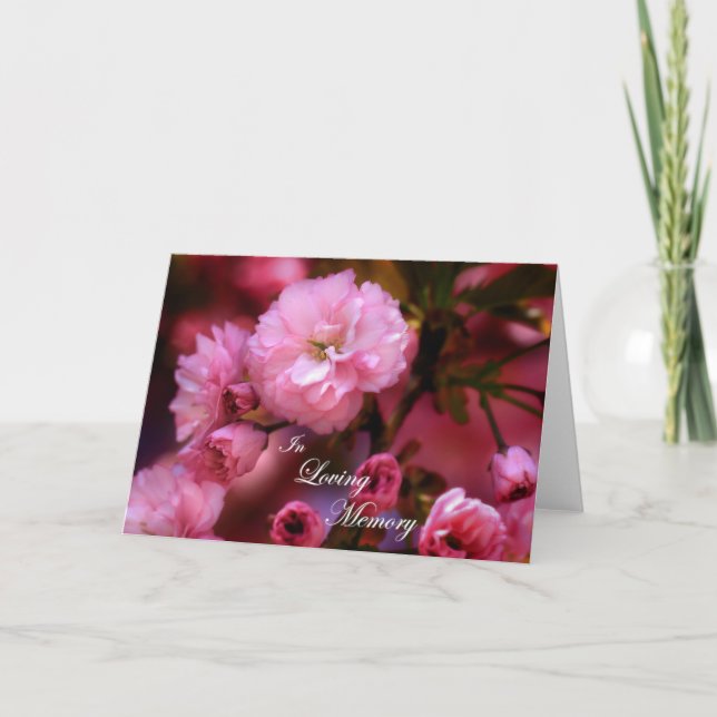 In Loving Memory Spring Pink Cherry Blossoms Card (Front)