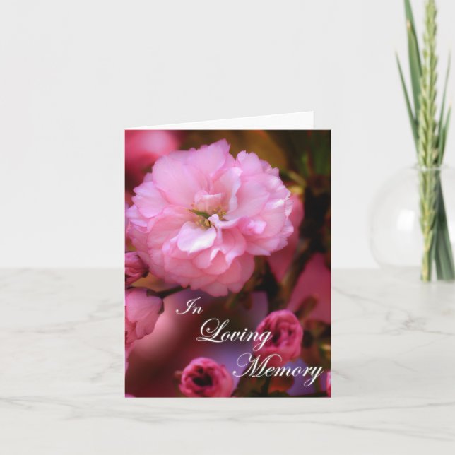In Loving Memory Spring Pink Cherry Blossoms Card (Front)