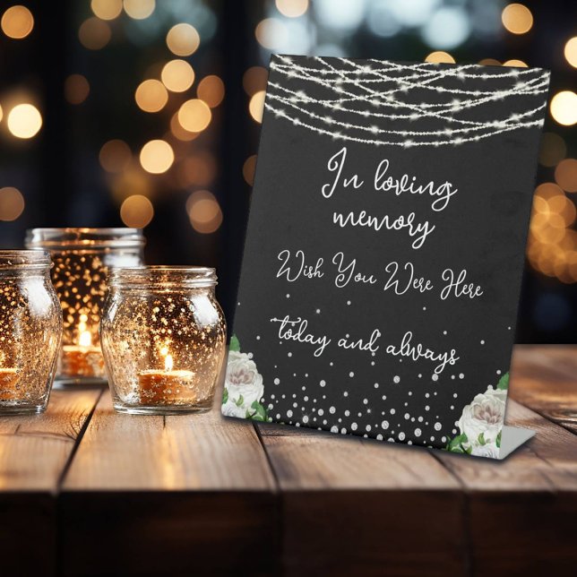 In Loving Memory String Lights Black Memorial Sign (Creator Uploaded)