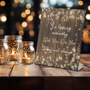 In Loving Memory String Lights Wood Memorial Sign