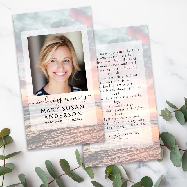 In Loving Memory Sunset Memorial Prayer Card (Creator Uploaded)