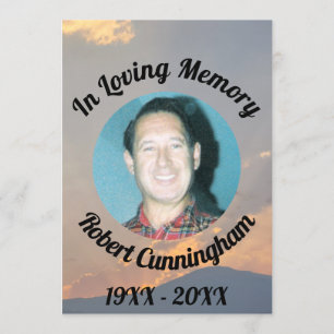 In Loving Memory Sunset Photo Memorial Card